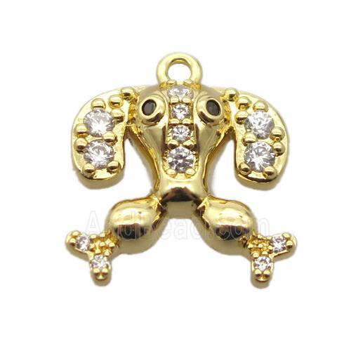 copper dog pendant pave zircon, gold plated