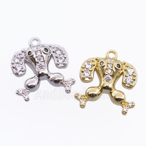 copper dog pendant pave zircon, mixed