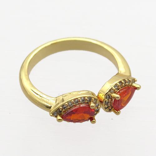 copper Rings pave zircon, gold plated