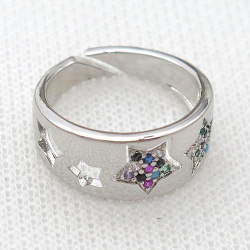 copper Rings pave zircon, star, platinum plated