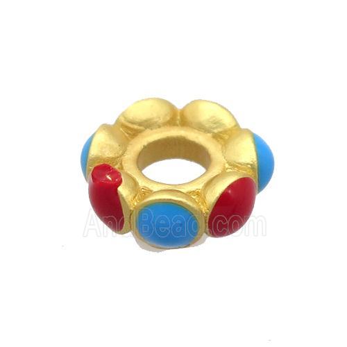 copper rondelle beads, enamel, unfade, duck gold