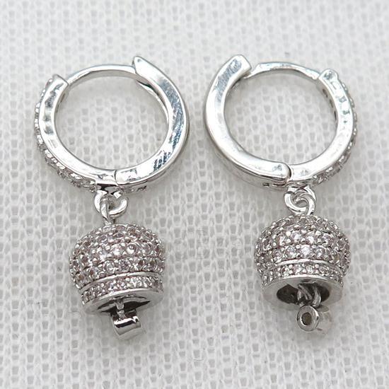 copper Hoop Earrings pave zircon, platinum plated