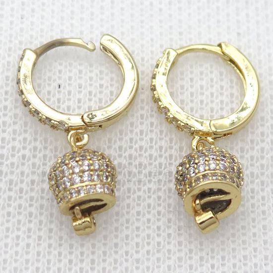 copper Hoop Earrings pave zircon, gold plated