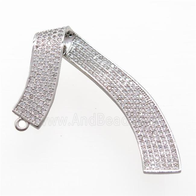 copper riband pendant pave zircon, platinum plated
