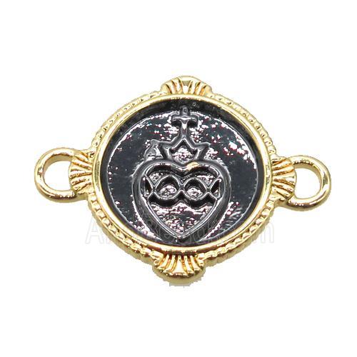 copper circle connector, enamel, gold plated