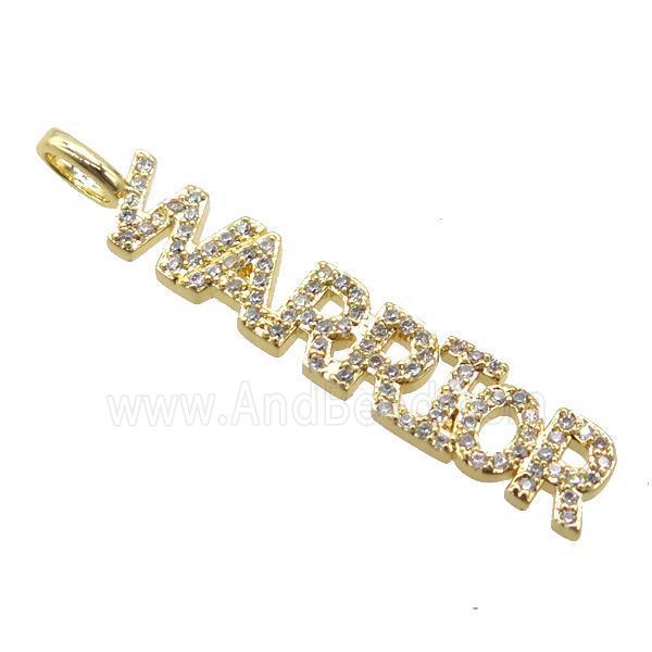 copper WARRIOR pendant pave zircon, gold plated