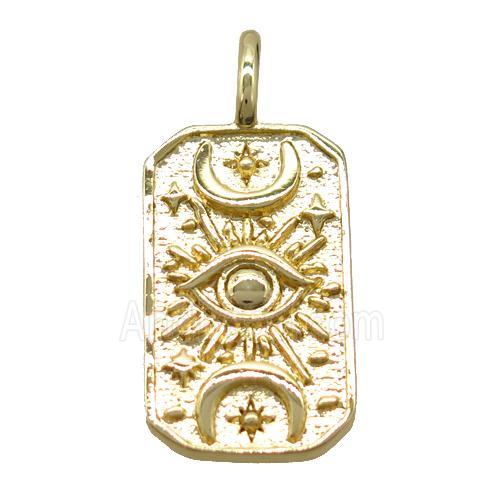 copper rectangle pendant, gold plated