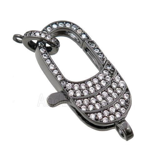 copper Carabiner Clasp paved zircon, black plated