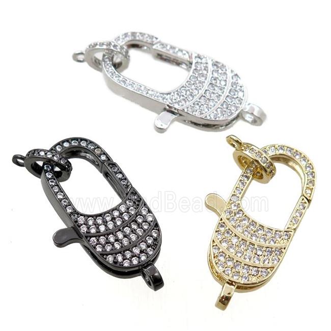 copper Carabiner Clasp lock paved zircon, mixed
