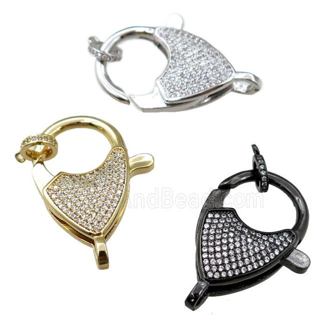 copper Carabiner Clasp paved zircon, mixed