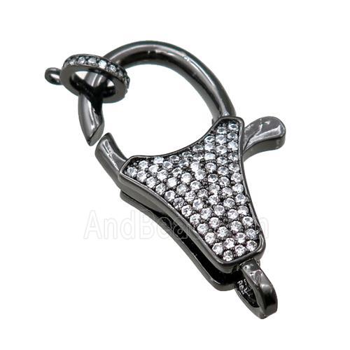 copper Carabiner Clasp paved zircon, black plated