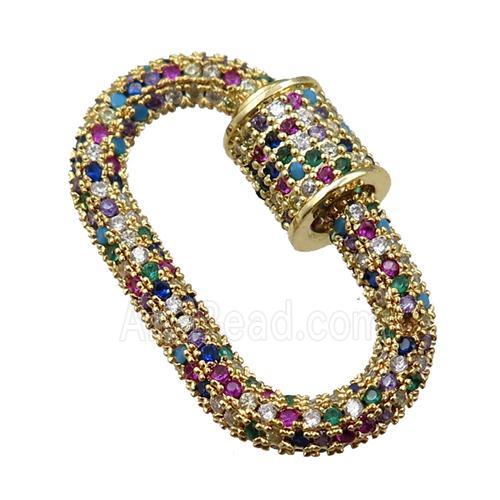 copper Carabiner Clasp paved zircon, gold plated