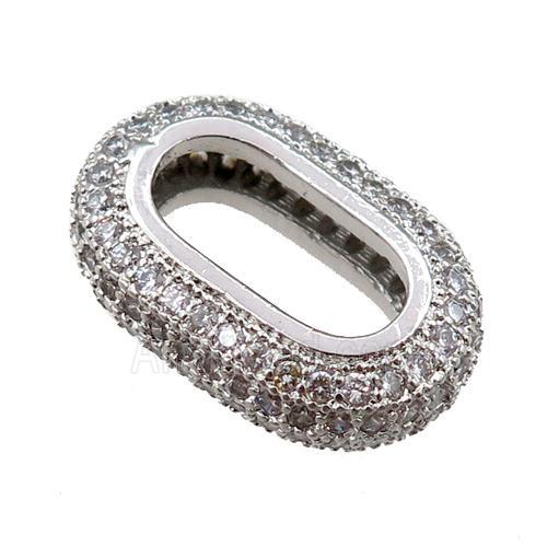 copper Carabiner connector paved zircon, platinum plated