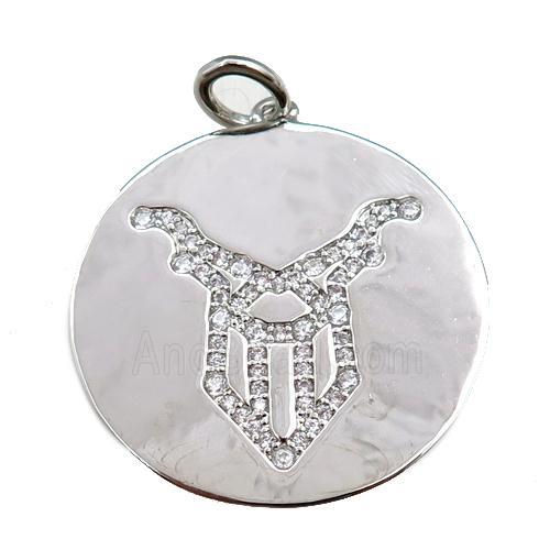 copper Capricorn pendant pave zircon, zodiac, platinum plated