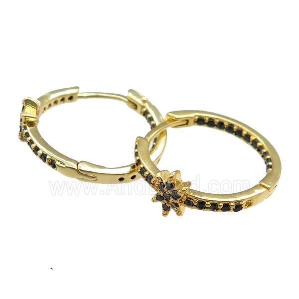 copper Hoop Earrings pave zircon, gold plated