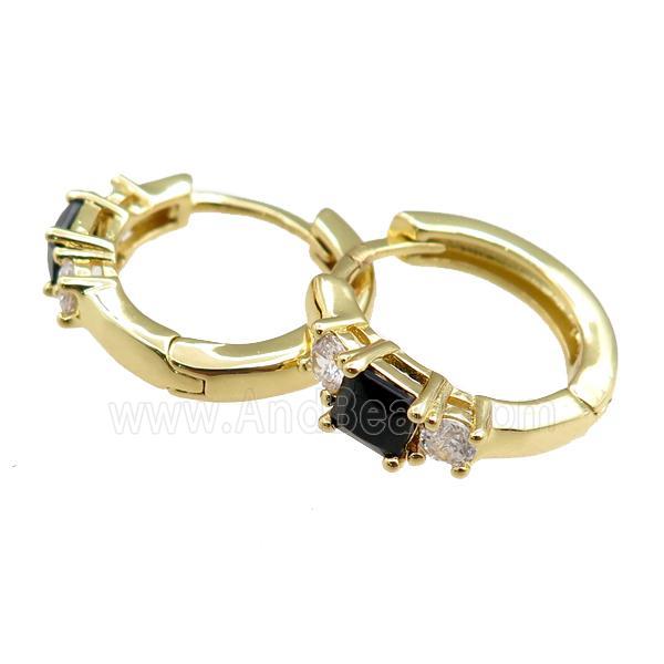copper Hoop Earrings paved zircon, gold plated