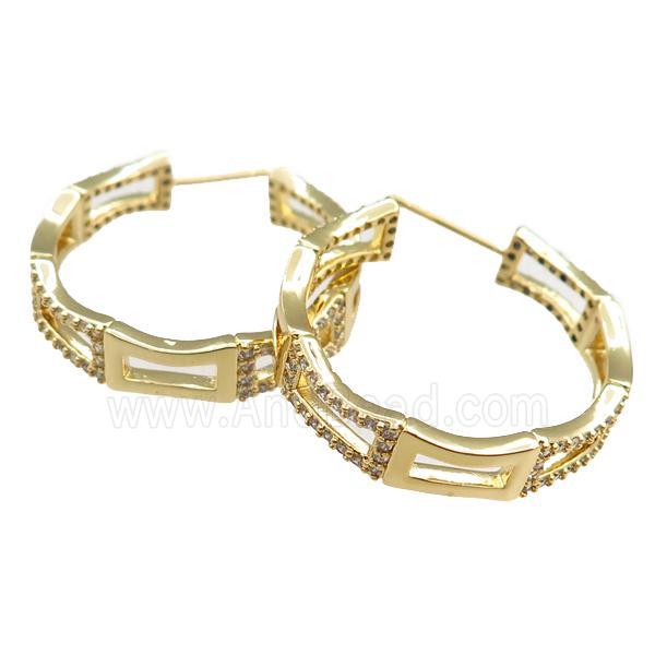 copper Latchback Earrings paved zircon, gold plated