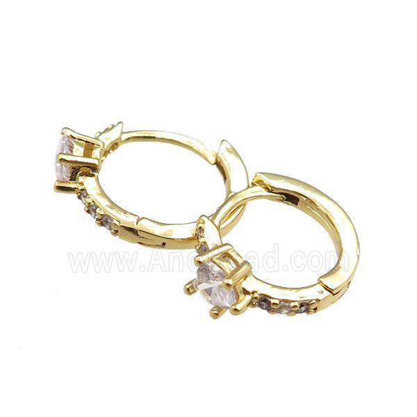 copper Hoop Earrings paved zircon, gold plated