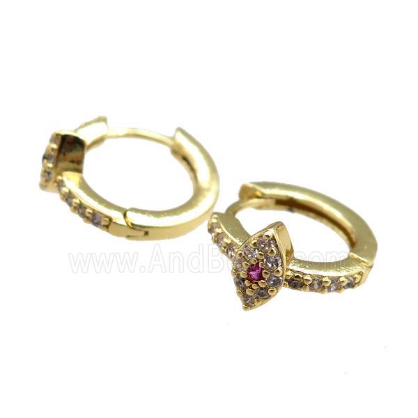 copper Hoop Earrings paved zircon, gold plated