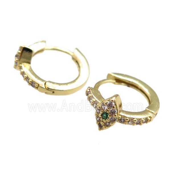 copper Hoop Earrings paved zircon, gold plated