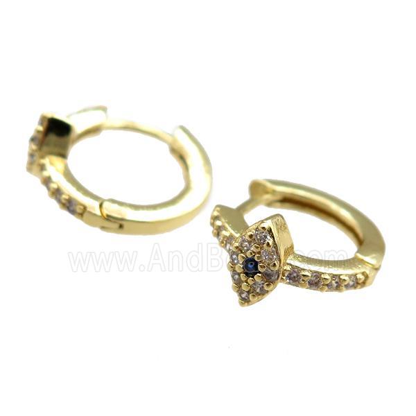 copper Hoop Earrings paved zircon, gold plated