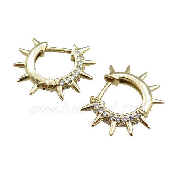 copper Hoop Earrings paved zircon, gold plated