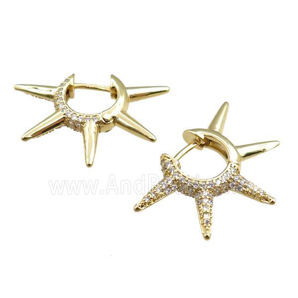 copper Hoop Earrings paved zircon, gold plated