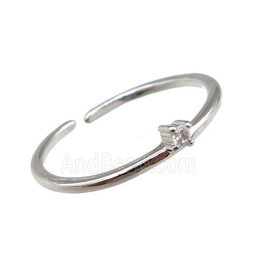 copper Rings pave zircon, adjustable, platinum plated