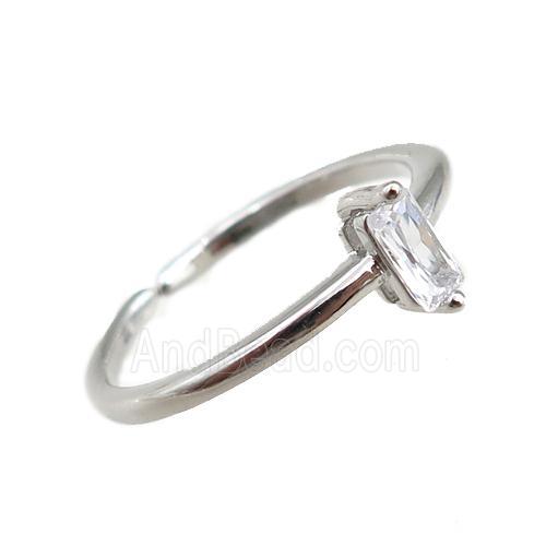 copper Rings pave zircon, adjustable, platinum plated