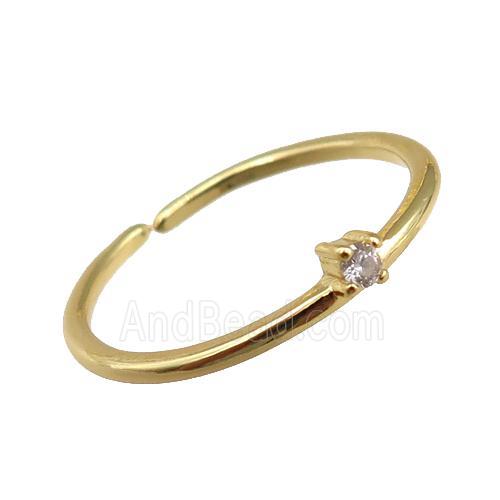 copper Rings pave zircon, adjustable, gold plated