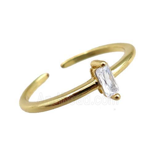 copper Rings pave zircon, adjustable, gold plated