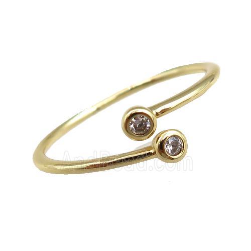 copper Rings paved zircon, adjustable, gold plated