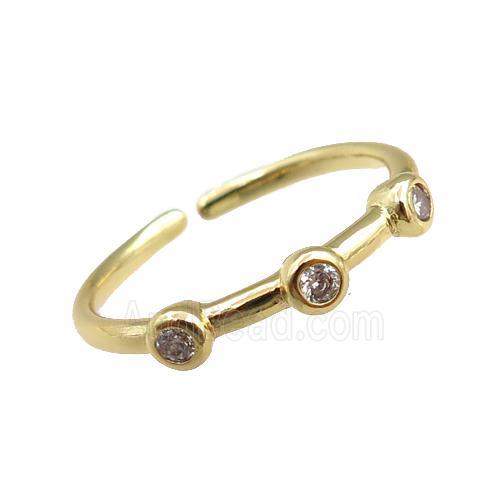 copper Rings paved zircon, adjustable, gold plated