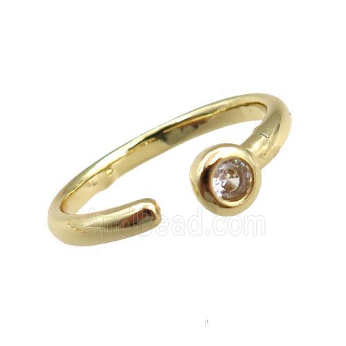 copper Rings paved zircon, adjustable, gold plated