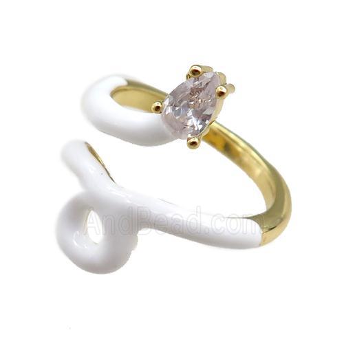 copper Rings paved zircon, adjustable, gold plated