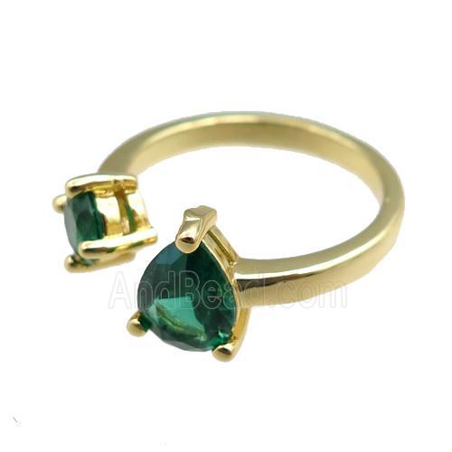 copper Rings paved zircon, adjustable, gold plated
