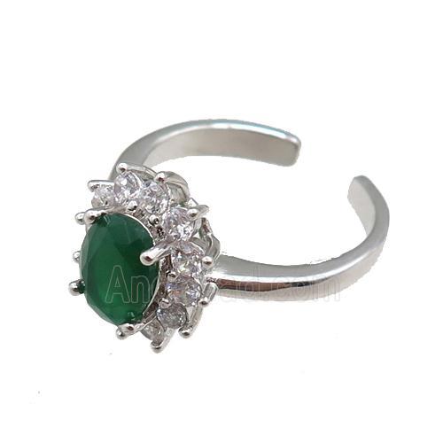 copper Rings paved zircon, adjustable, platinum plated