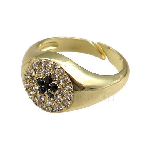copper Rings paved zircon, adjustable, gold plated