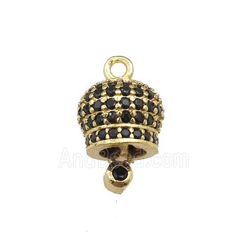 copper bell pendant pave zircon, gold plated