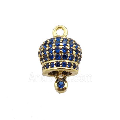 copper bell pendant pave zircon, gold plated