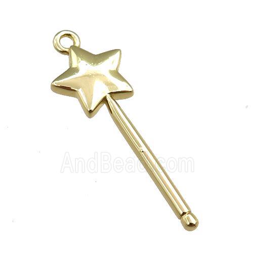 copper magicwand pendant, gold plated