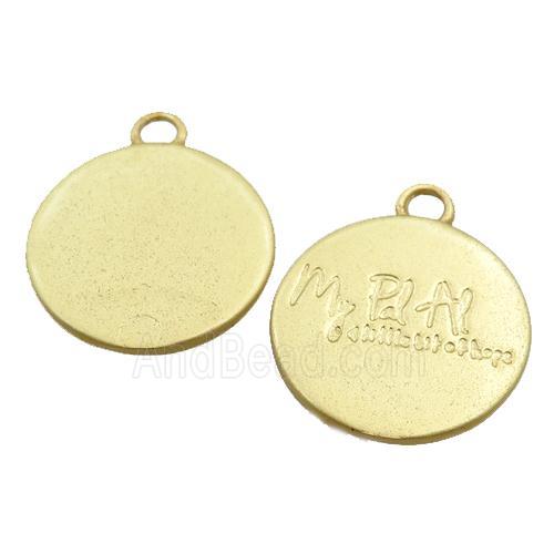 copper circle pendant, gold plated