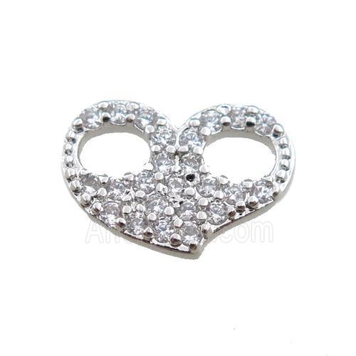 copper eyepatch pendant paved zircon, platinum plated