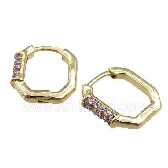 copper Latchback Earrings pave zircon, gold plated
