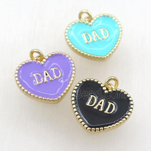 copper heart DAD pendant with enameling, mix, gold plated