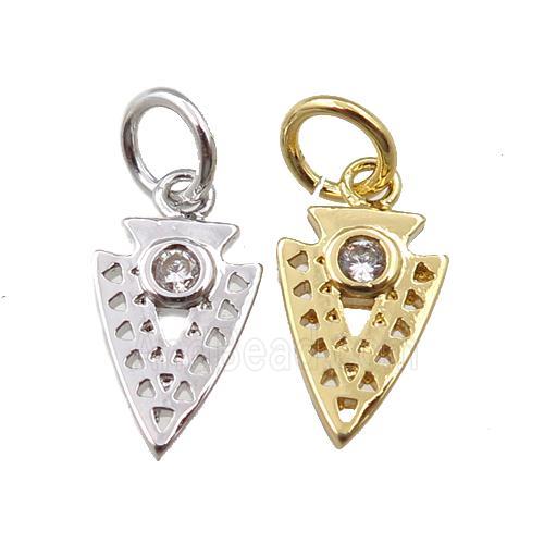copper arrowhead pendant pave zircon, mixed