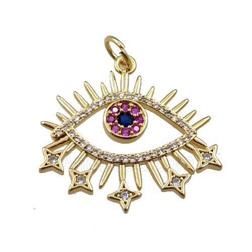copper eye pendant pave zircon, gold plated