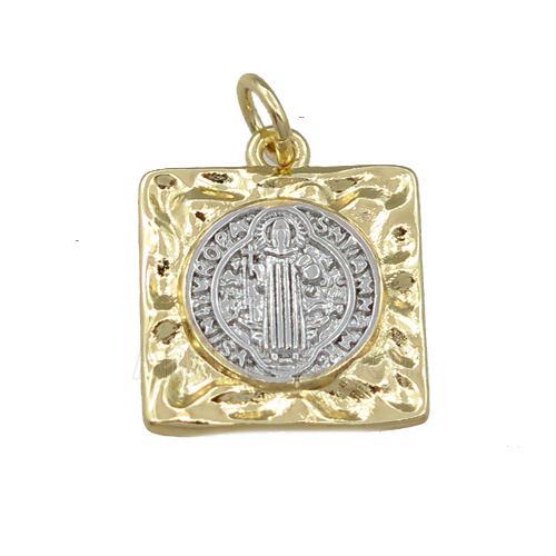 copper square pendant, gold plated