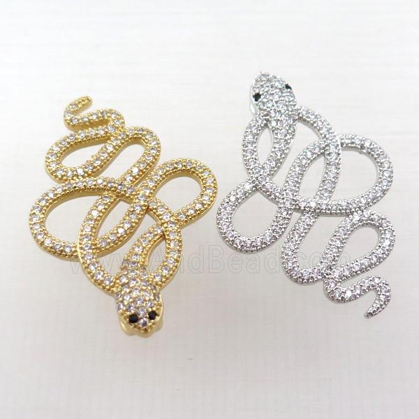copper snake charm pendant pave zircon, mixed