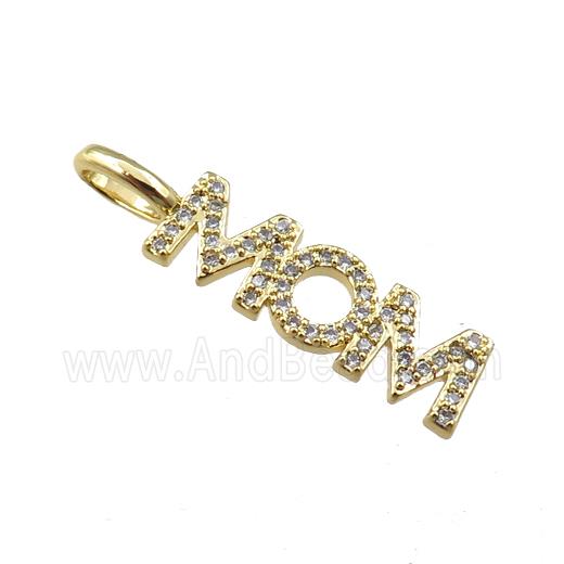 copper MOM pendant pave zircon, gold plated